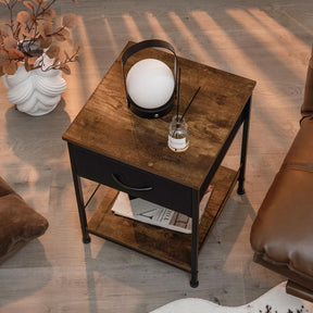 2 Tiers Nightstand for Bedroom, Compact Industrial Style Sofa Side & Bedside Table