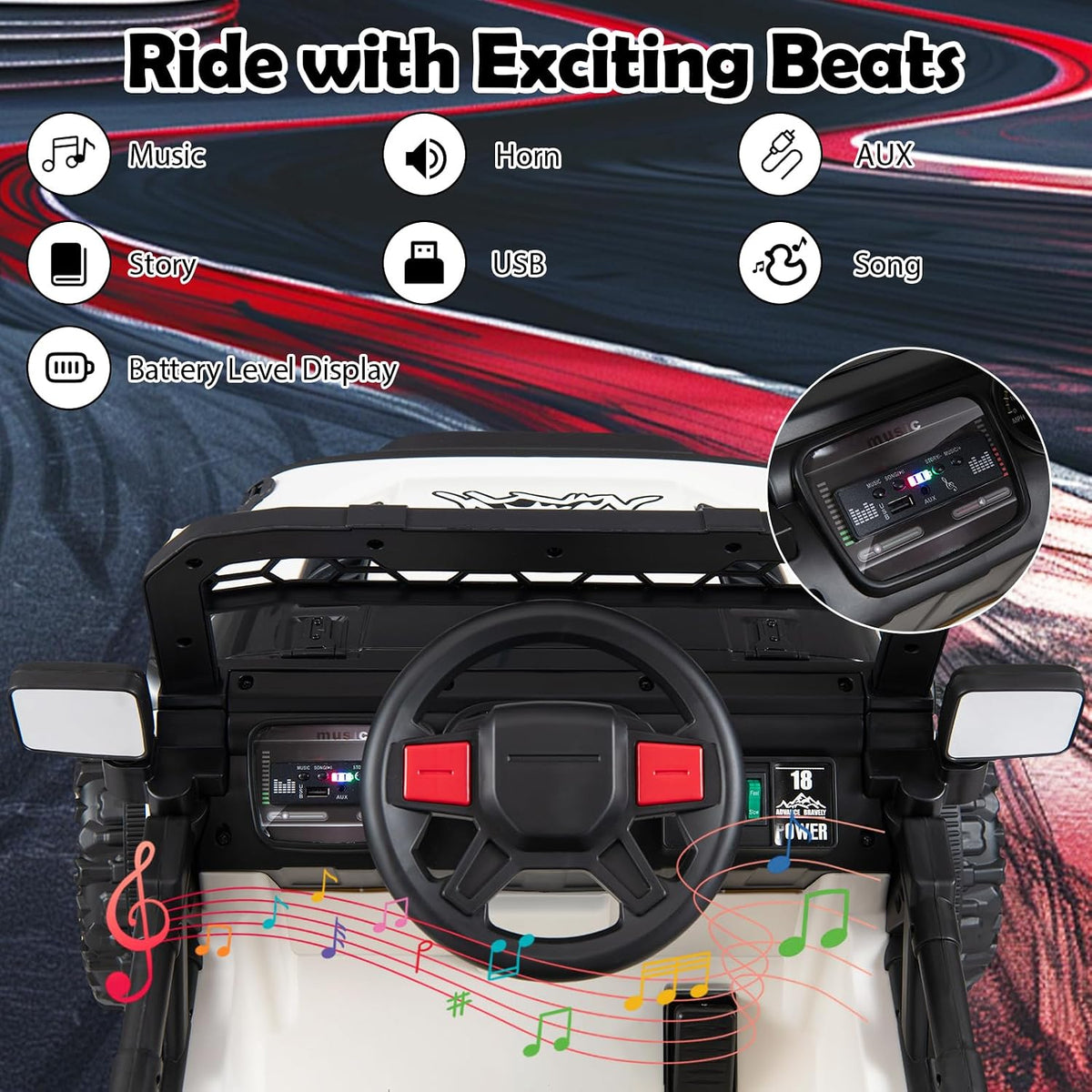 Kids Ride on Truck, 12V Electric Toy Vehicle w/ Remote Control, 3 Speeds, LED Lights