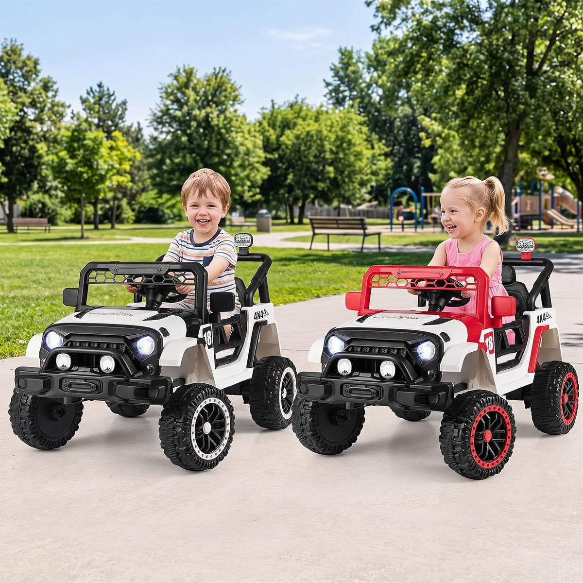 Kids Ride on Truck, 12V Electric Toy Vehicle w/ Remote Control, 3 Speeds, LED Lights