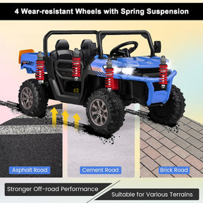 2-Seater Kids Ride On Dump Truck, Electric Toy Tractor w/Dump Bed, Shovel, 2.4G Remote Control, Wireless Connection