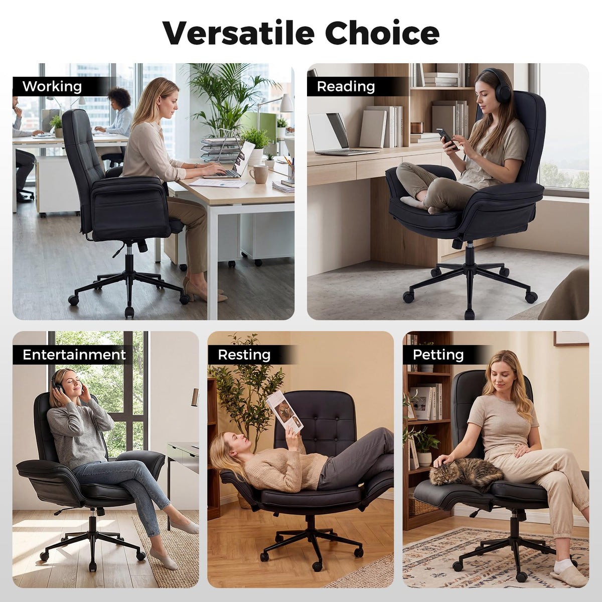 Criss Cross Chair, Adjustable Swivel Vanity Chair with 5-Position Armrests