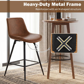 Counter Height Bar Stools Set of 2, 61 CM Bar Chairs with Backs and Footrests