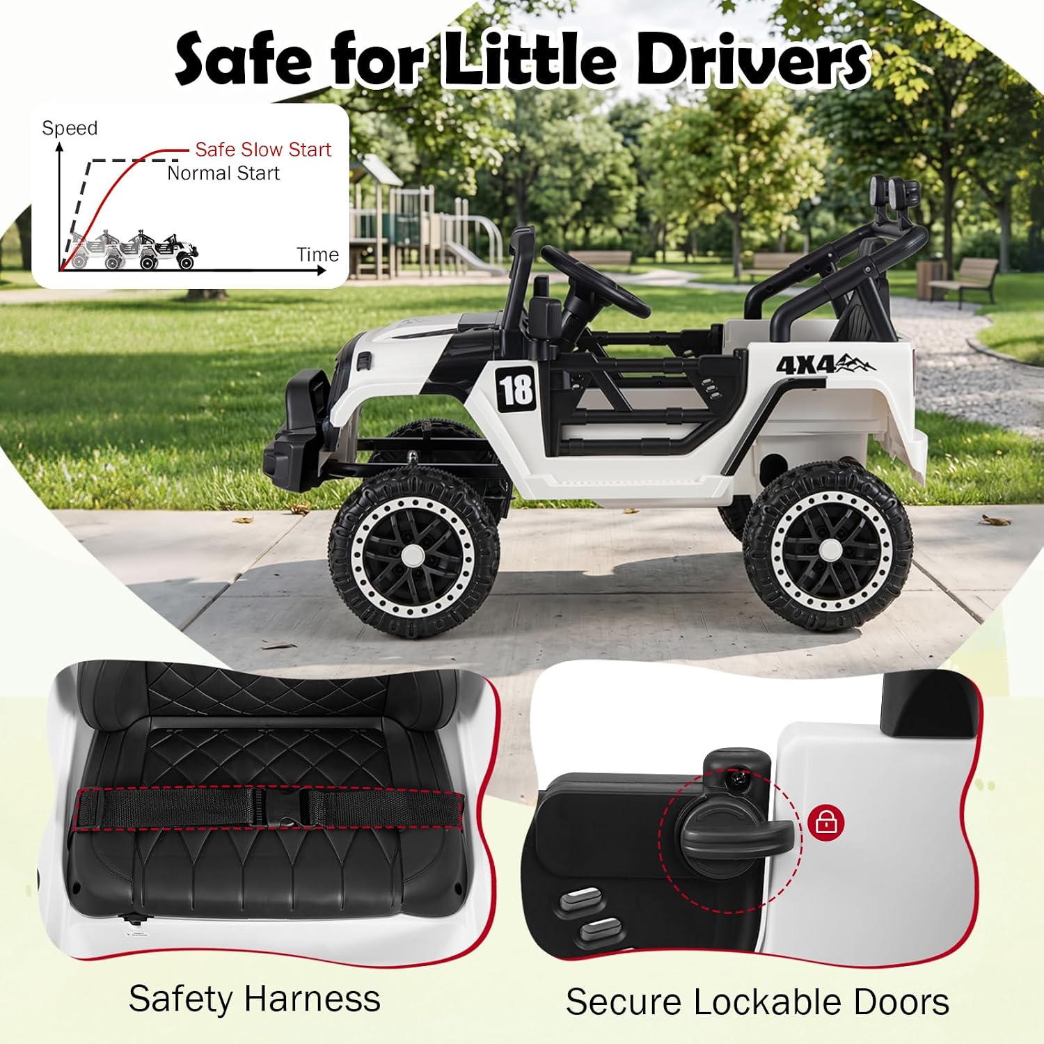 Kids Ride on Truck, 12V Electric Toy Vehicle w/ Remote Control, 3 Speeds, LED Lights