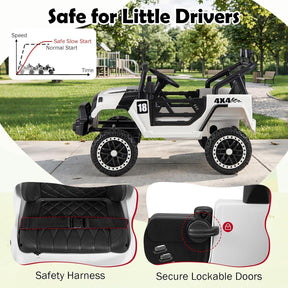 Kids Ride on Truck, 12V Electric Toy Vehicle w/ Remote Control, 3 Speeds, LED Lights