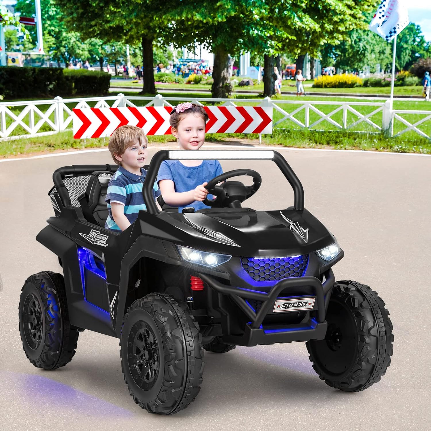 2-Seater Ride on Car, 12V Electric UTV w/Remote Control, Spring Suspension, High/Low Speed