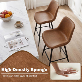 Counter Height Bar Stools Set of 2, 61 CM Bar Chairs with Backs and Footrests
