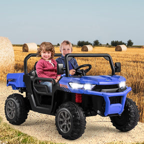 2-Seater Kids Ride On Dump Truck, Electric Toy Tractor w/Dump Bed, Shovel, 2.4G Remote Control, Wireless Connection