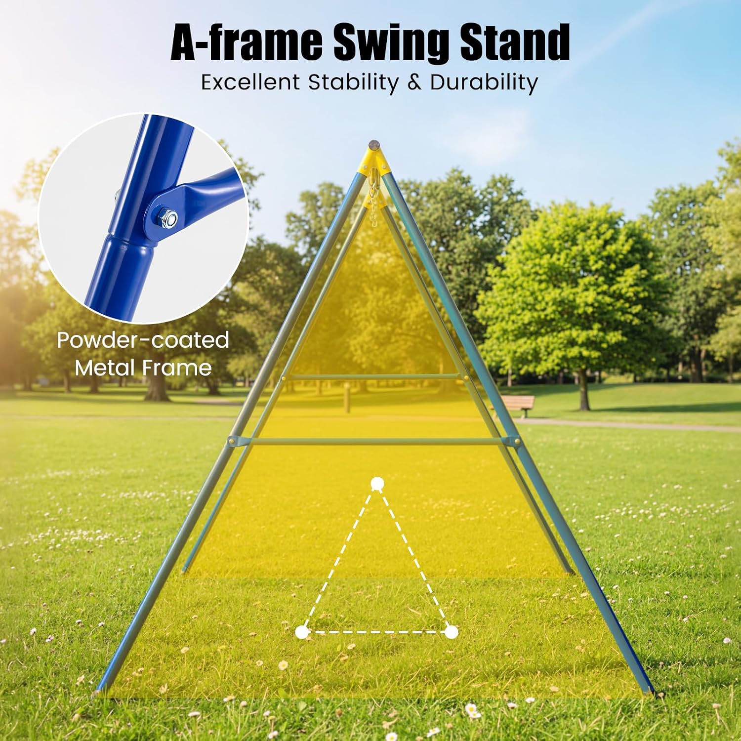 Kids Swing Set, A-Frame Swing Stand with 2-Pack Swing Sets