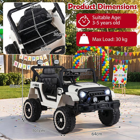 Kids Ride on Truck, 12V Electric Toy Vehicle w/ Remote Control, 3 Speeds, LED Lights