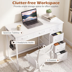 Computer Desk with Reversible Drawers, Home Office Desk