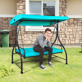 3 Seats Outdoor Converting Swing Hammock Patio Porch Swing with Comfortable Cushion