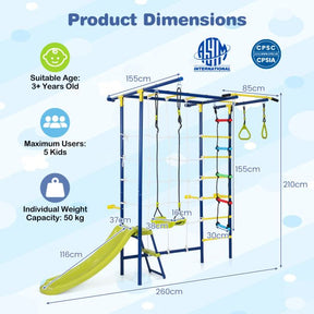 8-in-1 Wall Mount Indoor Jungle Gym for Kids Ages 3+