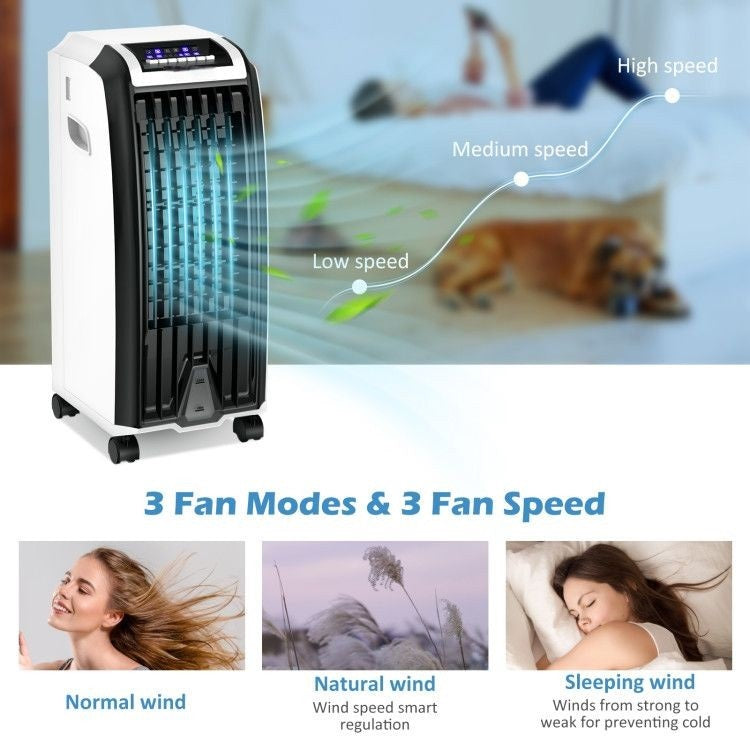 3 Wind Modes Portable Evaporative Air Cooler with Caster Wheels and Timer