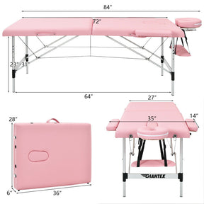 84 Inch Portable Massage Table Lash Bed Height Adjustable Salon Spa Tattoo Bed with Carry Case