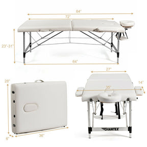 84 Inch Portable Massage Table Lash Bed Height Adjustable Salon Spa Tattoo Bed with Carry Case