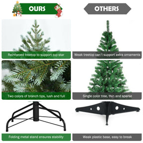 8 Feet Artificial Christmas Tree Spruce Hinged Festival Tree with Mixed PE and PVC Tips