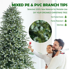 8 Feet Artificial Christmas Tree Spruce Hinged Festival Tree with Mixed PE and PVC Tips
