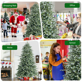 8 Feet Artificial Christmas Tree Spruce Hinged Festival Tree with Mixed PE and PVC Tips