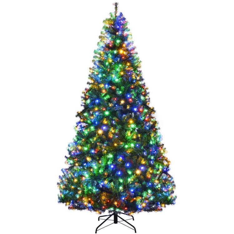 4/5/6/7/8/9 Feet Artificial Premium Hinged Christmas Tree with Multi-color Lights and Metal Base