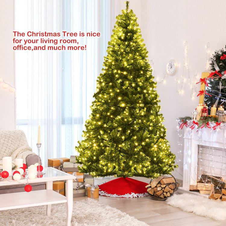 4/5/6/7/8/9 Feet Artificial Premium Hinged Christmas Tree with Multi-color Lights and Metal Base