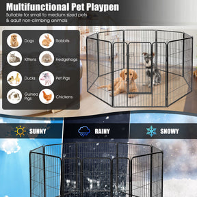8 Metal Panel Heavy Duty Pet Playpen Dog Fence with Dog Gate