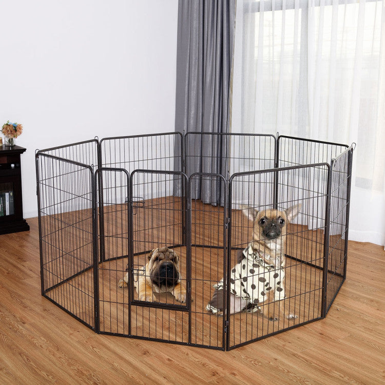 8 Metal Panel Heavy Duty Pet Playpen Dog Fence with Dog Gate