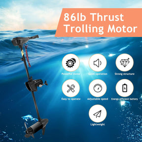 8 Speed Electric Trolling Motor Boat Fishing Motor with 36" Shaft and 2-bladed Propeller for Freshwater Saltwater