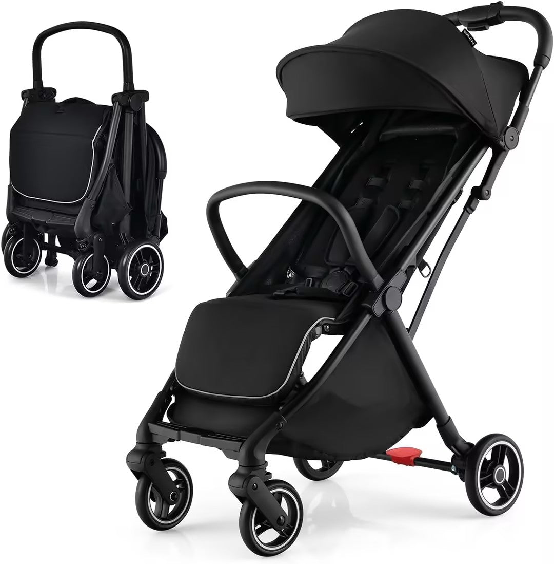 Hikidspace Compact Travel Stroller for Airplane Infant Toddler Stroller w/Adjustable Backrest & Canopy