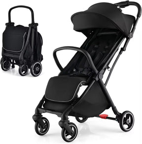 Hikidspace Compact Travel Stroller for Airplane Infant Toddler Stroller w/Adjustable Backrest & Canopy
