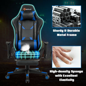 Ergonomic High Back Massage Gaming Chair with Light and Handrails