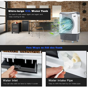 4-in-1 Portable Evaporative Air Purifier Air Cooler With 45L Tank and 3 Wind Speeds for Room Home Office