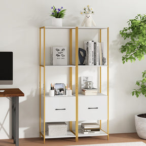 5-Tier Bookshelf with Drawer Tall Narrow Bookcase