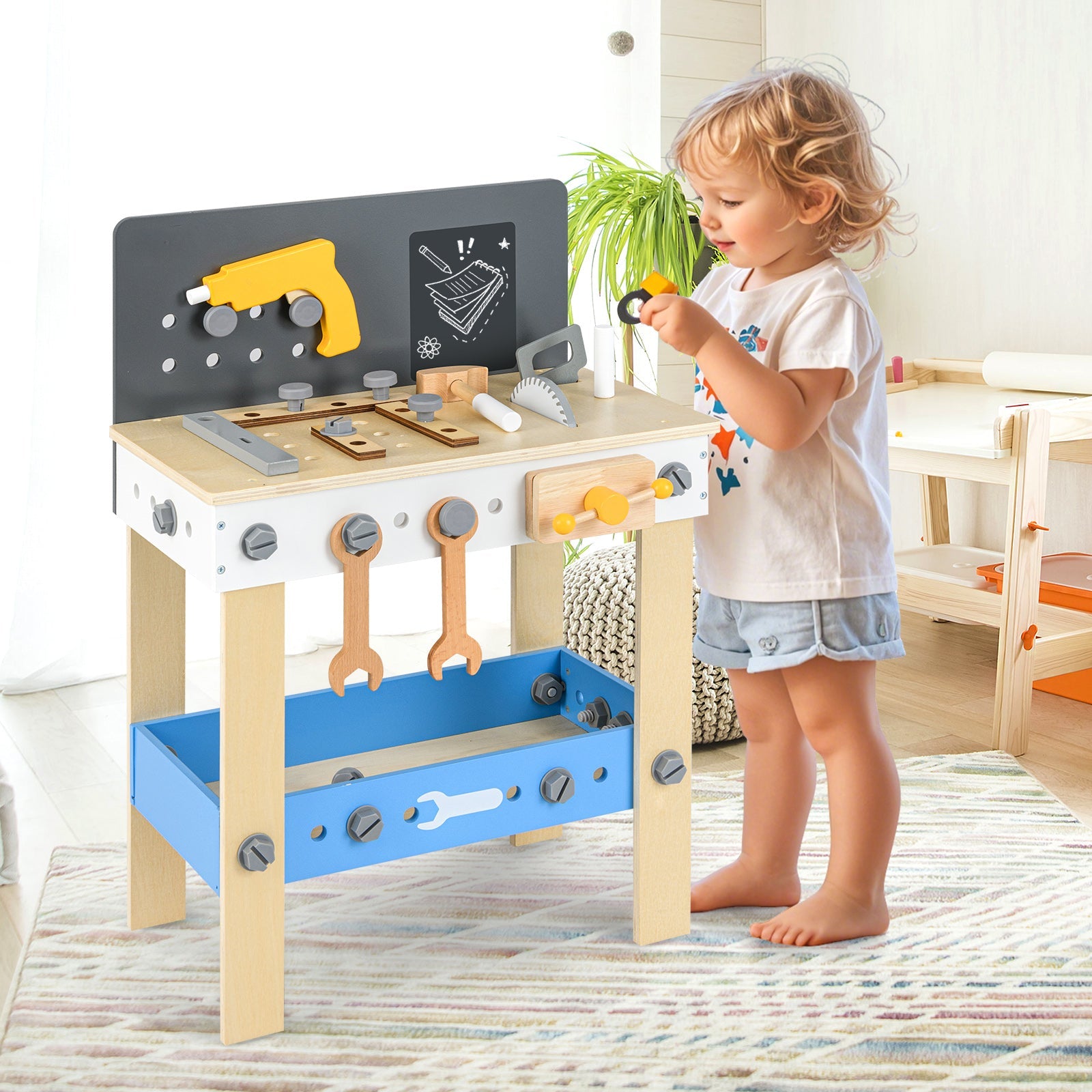 Wooden Play Workbench with Tools Set