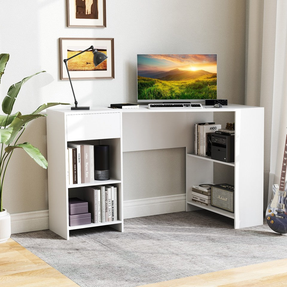 L-Shaped Computer Desk w/ Storage Compact Corner Executive Desk Writing Desk