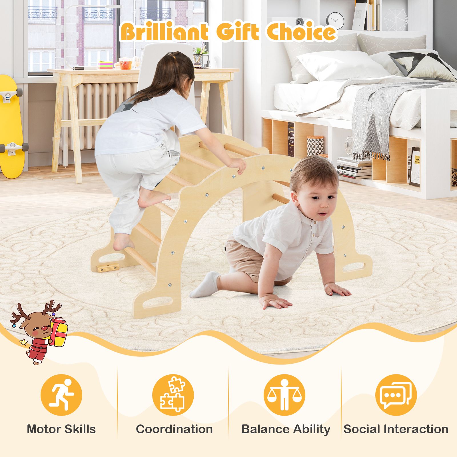8 in 1 Climbing Arch Sensory Table for Kids Montessori Climbing Gym