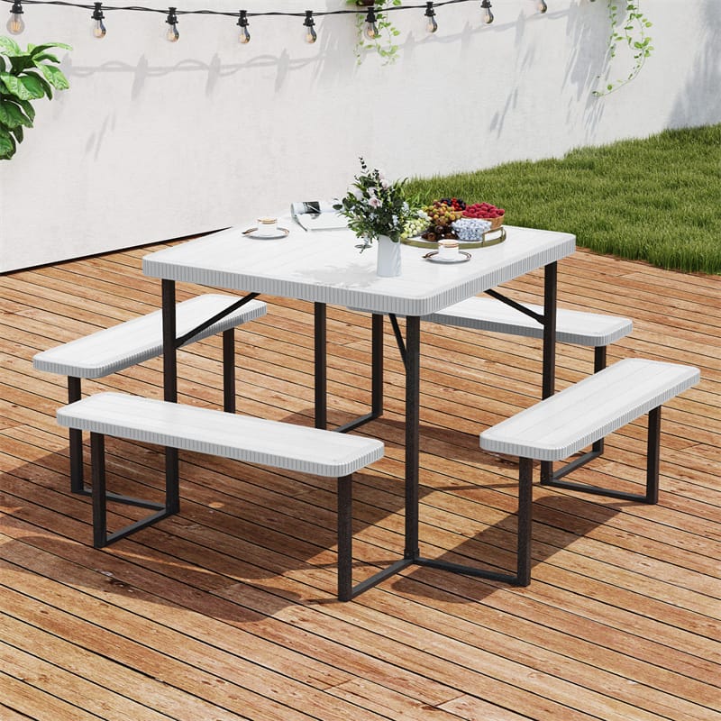 costway rattan wicker umbrella patio side table Patio Square Wicker Side Table with Umbrella Hole for Yard Garden Poolside