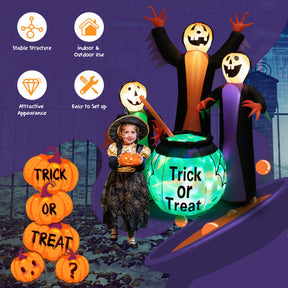 8ft Halloween Inflatable Pumpkin Witch Decoration with Bright LED Lights