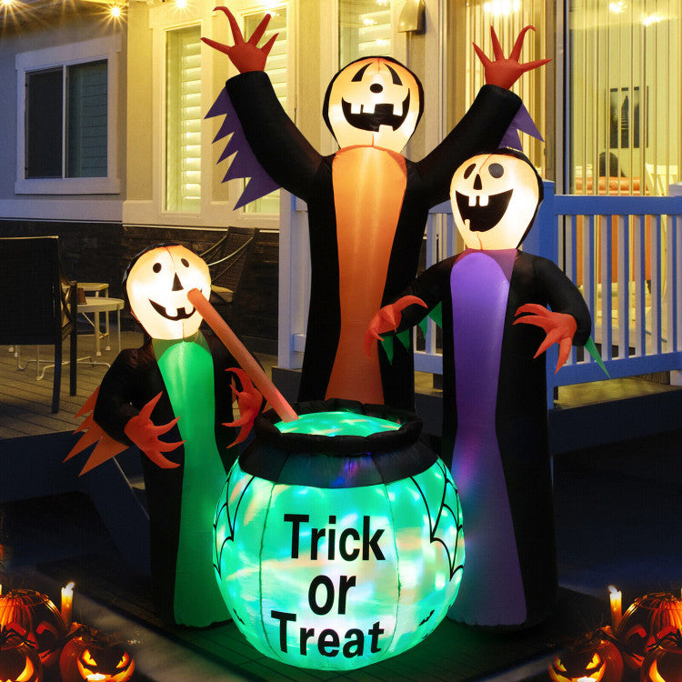 8ft Halloween Inflatable Pumpkin Witch Decoration with Bright LED Lights