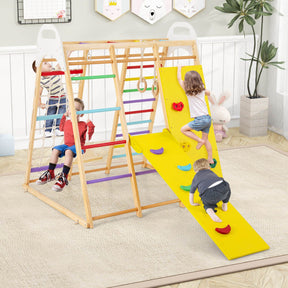 8-in-1 Wooden Jungle Gym Playset with Monkey Bars & Climbing Ladder