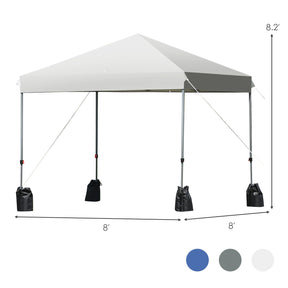 8 x 8 Feet Outdoor Pop-up Canopy Tent with Portable Roller Bag and Sand Bags