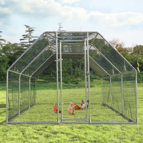 9.5 x 19 Feet Large Walk-in Chicken Coop with Lockable Door and Waterproof Cover