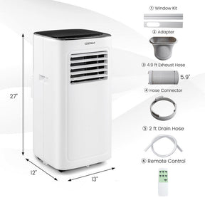 9000BTU Portable Air Conditioner 3-in-1 AC Cooling Unit Dehumidifier with Dual Control and 24H Timer