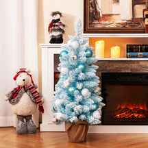 90 CM Artificial Mini Snow Flocked Christmas Tree with Natural Cotton Balls