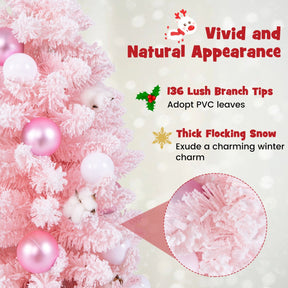 90 CM Artificial Mini Snow Flocked Christmas Tree with Natural Cotton Balls