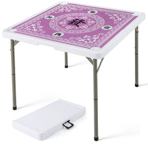 90cm Folding Mahjong Table, 4 Player Game Card Table w/Cup Holders & Smooth Felt Surface