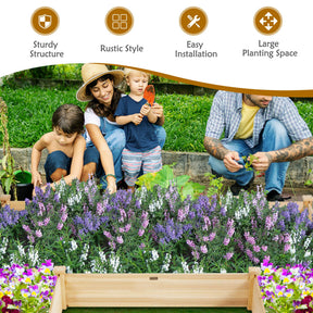 Wood U-Shaped Raised Garden Bed Planter Box for Vegetables Flowers, Garden Container for Backyard Patio Balcony