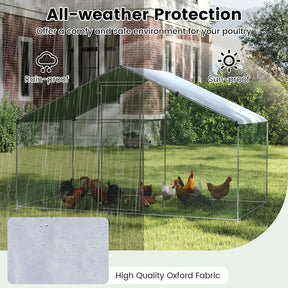 Large Chicken Coop, Walk-in Poultry Cage w/Oxford Canopy, Hexagonal Mesh Net, Lockable Door & Ground Stakes, Spire-shaped Pet House for Duck, Goose, Rabbit