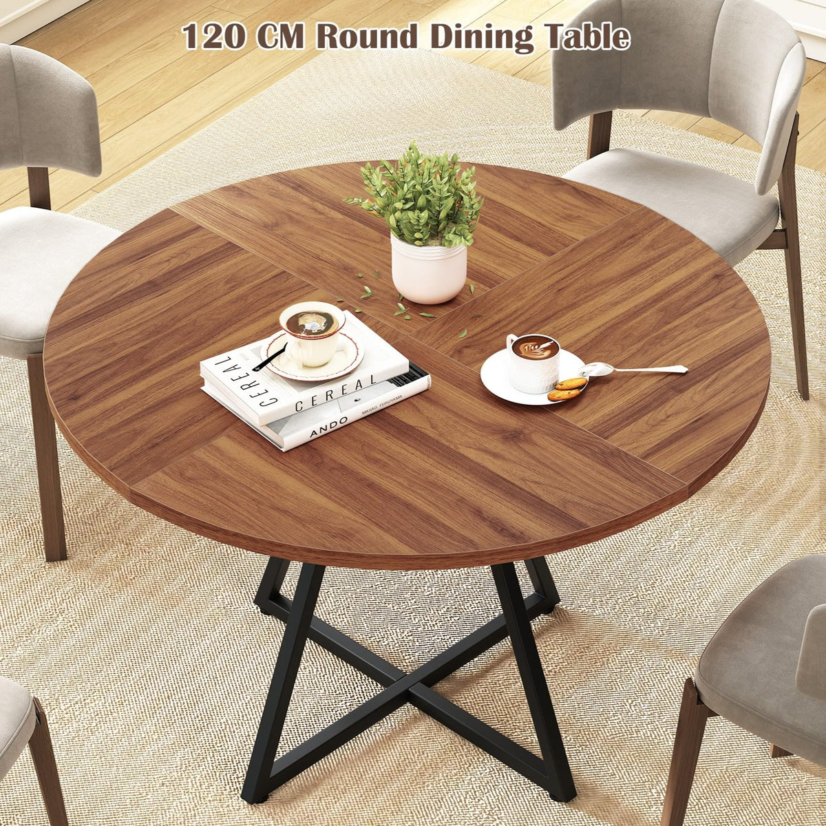 120 CM Dining Table for 4-6 People, Wooden Rectangular Table, Long Dinner Table