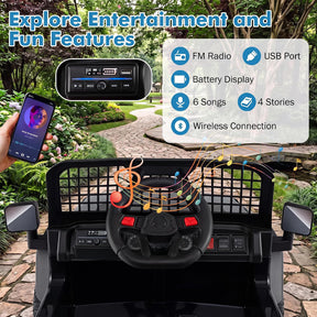 24V Ride On Car for Kids, Battery Powered Electric Vehicle with Parent Remote Control, Music