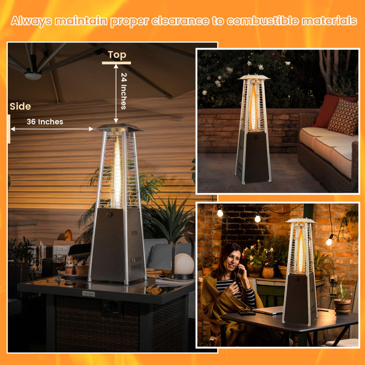 9500 BTU Portable Steel Tabletop Patio Heater with Glass Tube and Anti-Tip